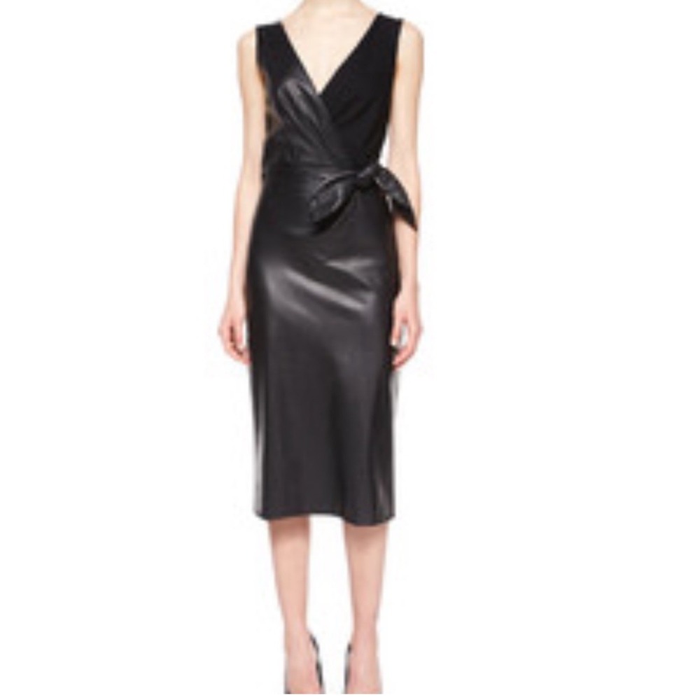 Diane Von Furstenberg  Bella Leather Wrap Dress Sleeveless Tie Waist Sz‎ 10